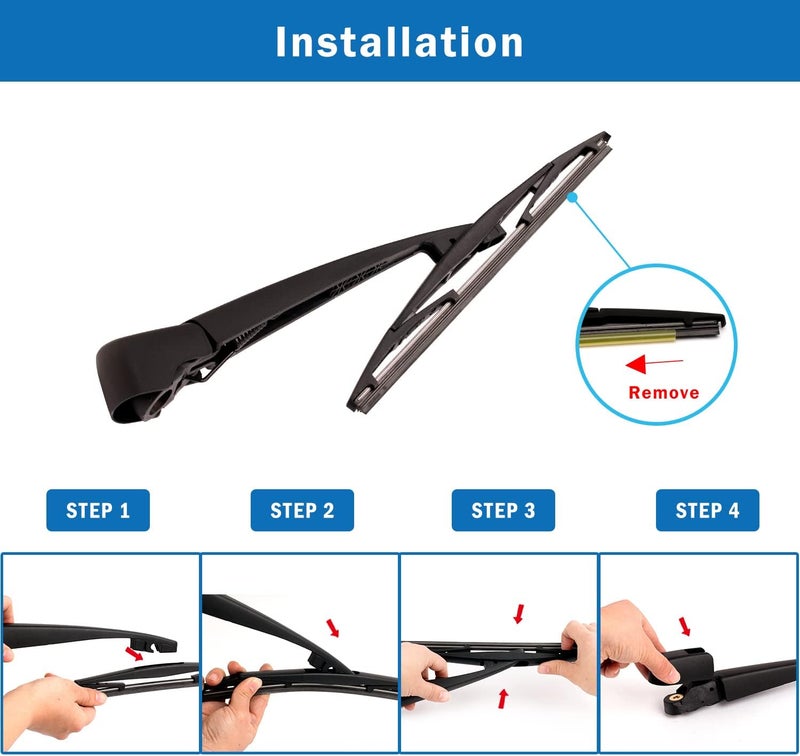 WTI Rear Wiper Arm Blade Set Compatible With BMW X5 F15 2014-2018 / Compatible With BMW X5M F85 2015-2018 Rear Windshield Window Wiper Kits Assembly New Replacement Accessories Parts - Image 5